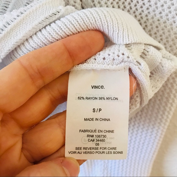 Vince Open Weave Knit Crewneck White Sweater S - Picture 10 of 13